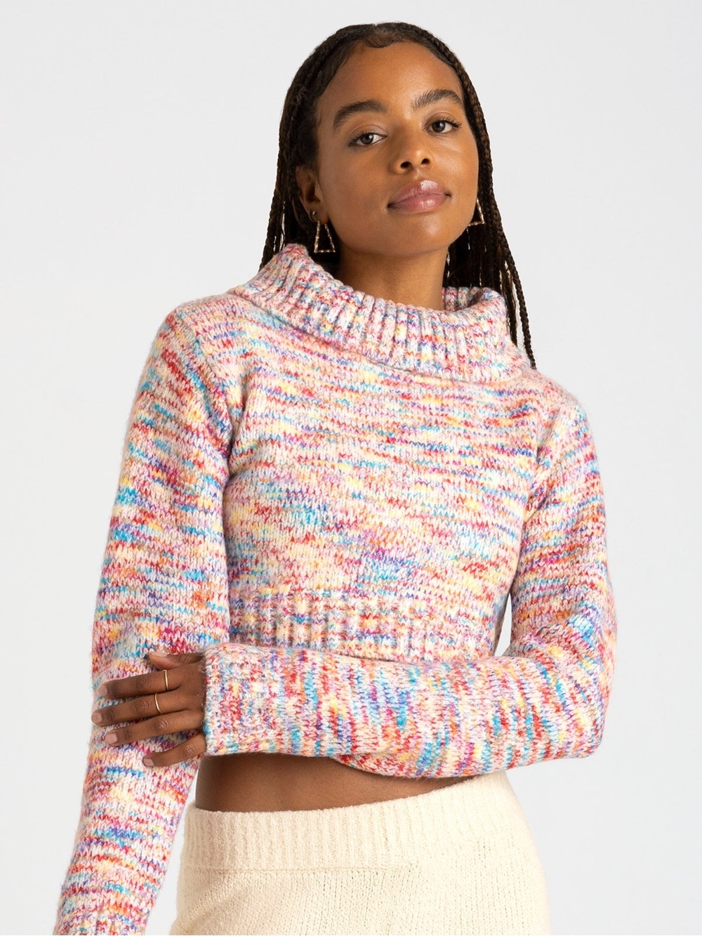 NWT Cropped Multicolor Speckled Turtleneck Sweater - Florence By Mills